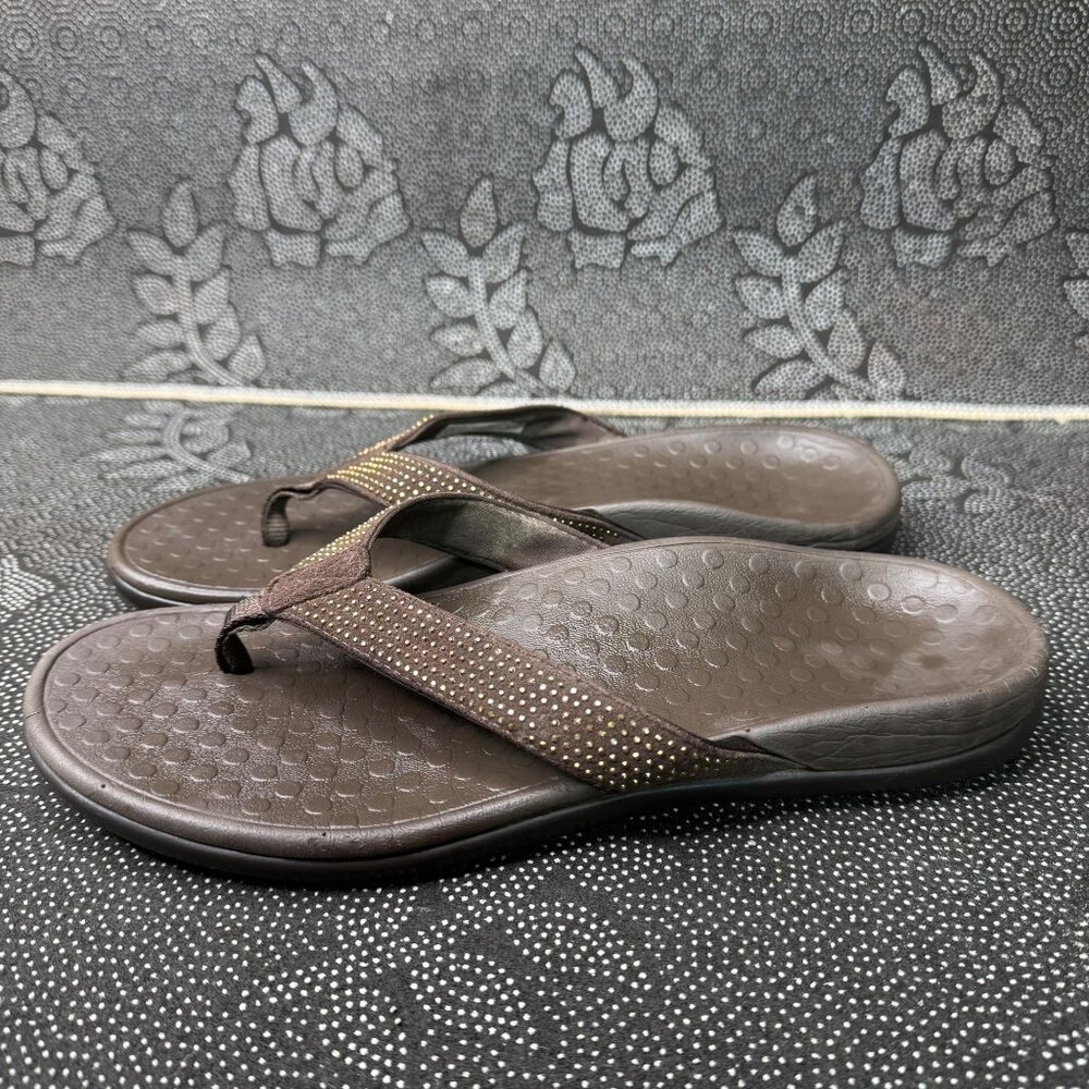 Vionic Womens Brown Orthotic Flip Flops Size 9 - Picture 2 of 10